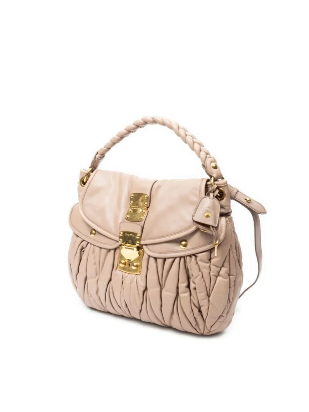 Miu Miu Miu Hobo Light Pink Nappa Matelasse Leather